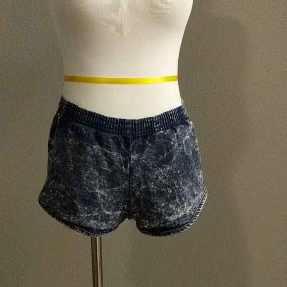 American Apparel Elastic Acid Wash Indigo Shorts - Picture 1 of 5